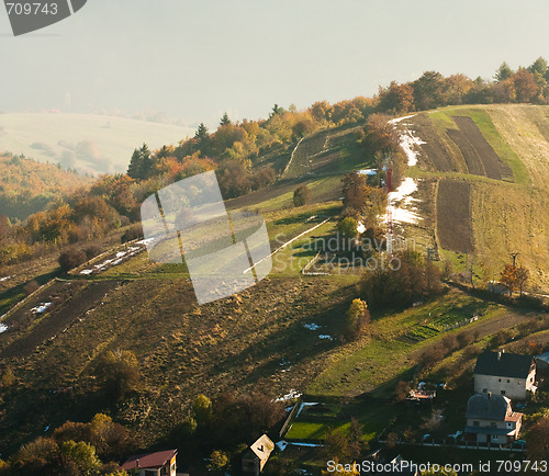 Image of houses and trees on the hill