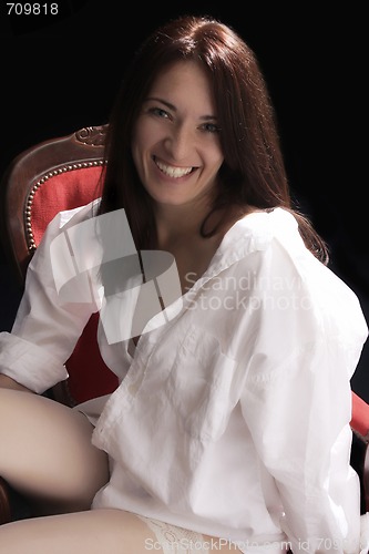 Image of attractive young fashion model posing
