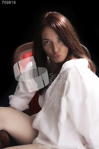 Image of attractive young fashion model posing 