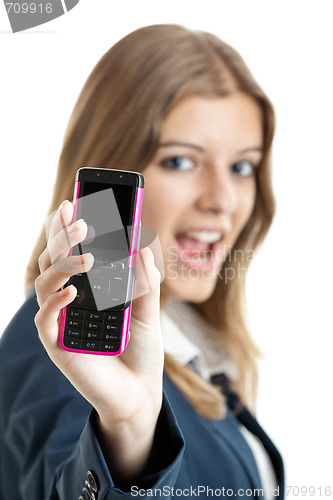 Image of Business woman using a cell phone