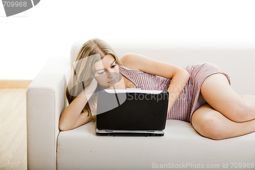 Image of Working on a laptop