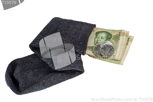 Image of Chinese currency in a sock