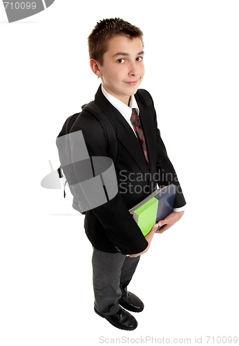 Image of School student with books and backpack