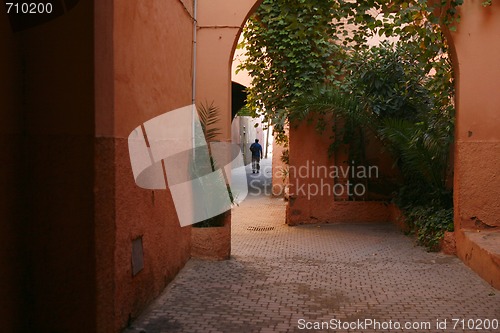 Image of Small street in Marrakech's medina (old town). Morocco.