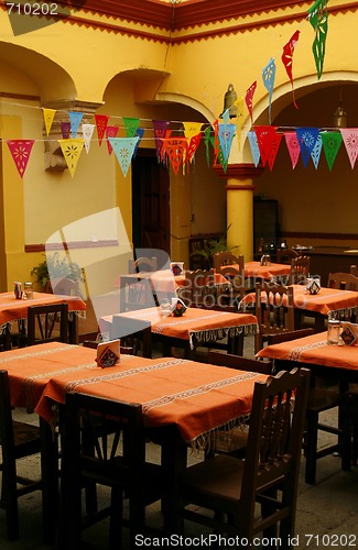 Image of Cozy mexican restaurant. Oaxaca, Mexico