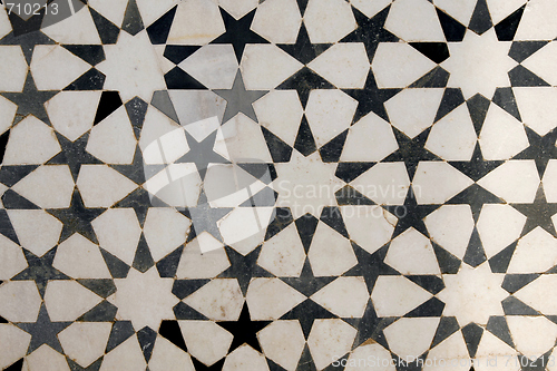 Image of Marble inlay on facade of Akbar's Tomb. Sikandra, Agra, India