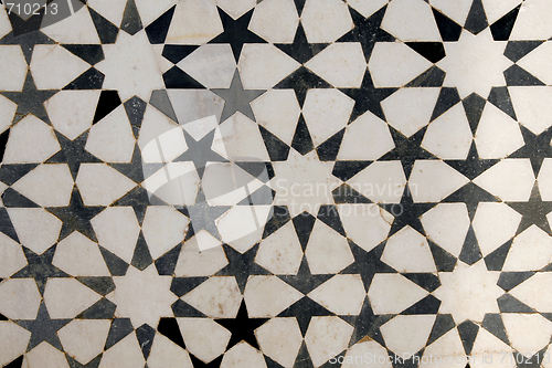 Image of Marble inlay on facade of Akbar's Tomb. Sikandra, Agra, India