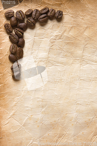 Image of Coffee Beans on Old Paper