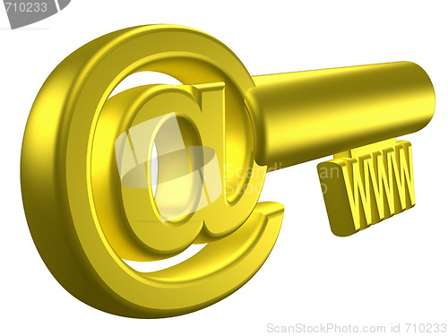 Image of Rendered image of stylized gold key with internet signs