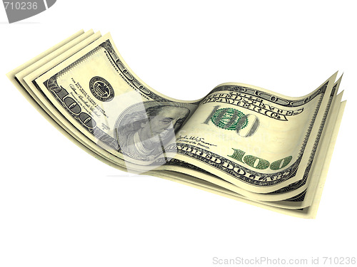 Image of Isolated on white  image of several dollars banknotes