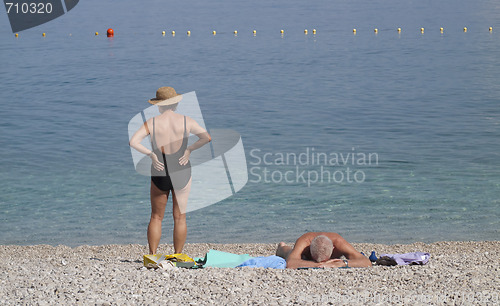 Image of Retired couple by the sea