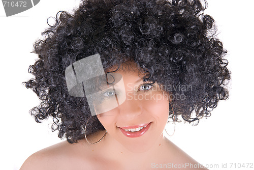 Image of Beautiful young frizzy woman