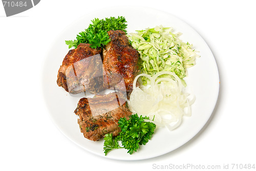 Image of Grilled meat with vegetables 