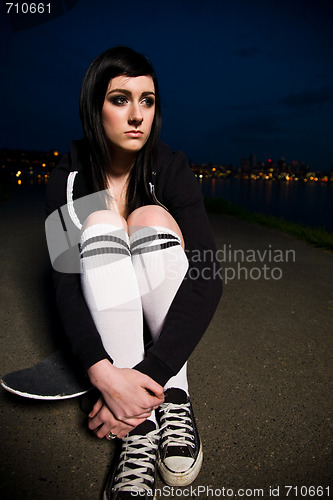 Image of Beautiful skater teen girl