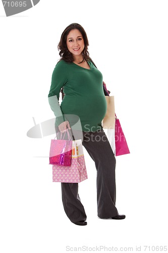 Image of Pregnant woman with shopping bags