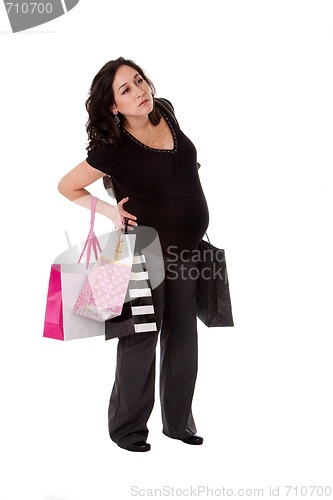 Image of Pregnant woman with shopping bags
