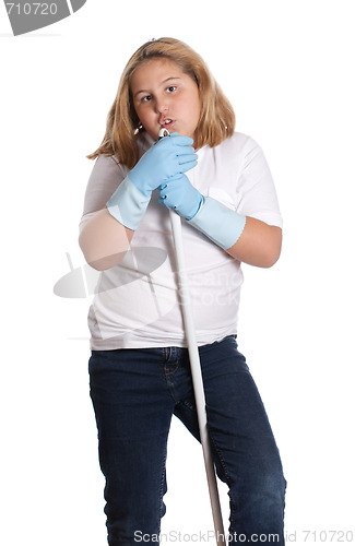 Image of Girl Singing While Cleaning