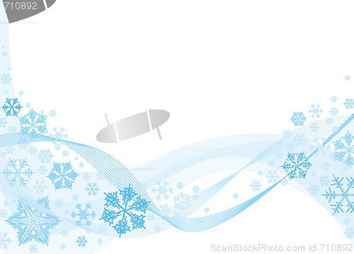 Image of Christmas background with blue snowflakes