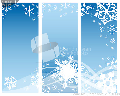 Image of Abstract curves with snowflakes (three parts)