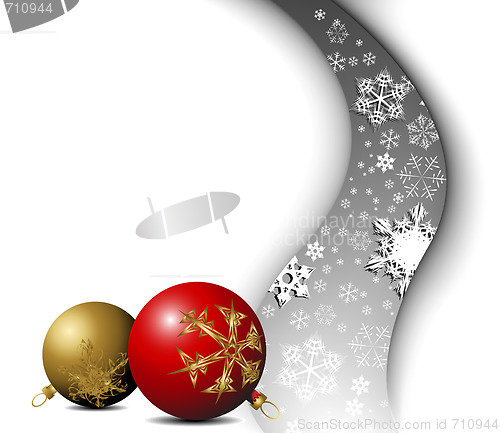 Image of Christmas card - snowflakes with bulbs