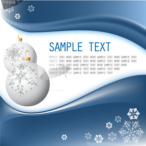 Image of White Christmas bulbs with snowflakes