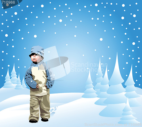 Image of Small girl in the snow