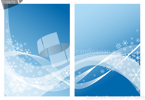 Image of Christmas background with white snowflakes and place for your te