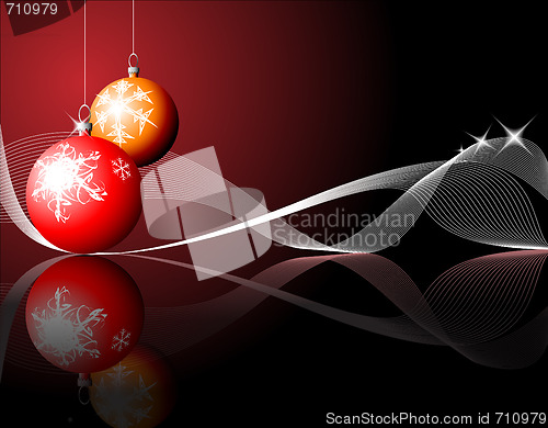 Image of Christmas bulbs with snowflakes