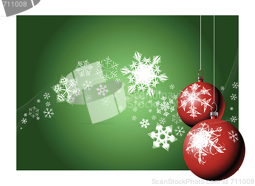 Image of Christmas bulbs with snowflakes