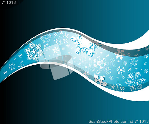 Image of Blue Christmas card with snowflakes