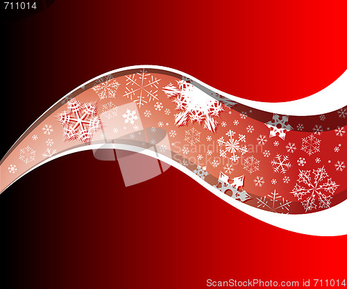 Image of Red Christmas card with snowflakes