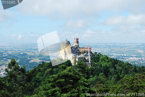 Image of Colorful Palace of Pena landscape view in Sintra, Portugal.