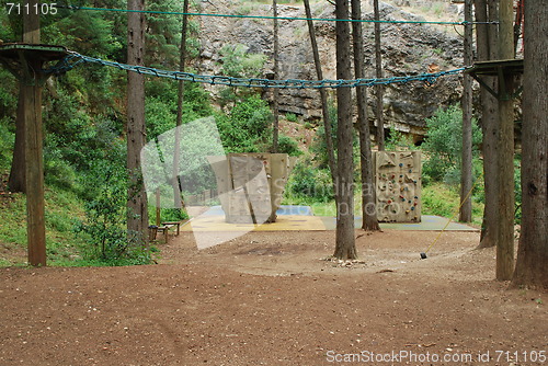 Image of View of climbings walls and other activities on a park