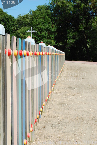 Image of Colored fence on a park