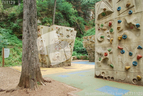 Image of Climbing walls on a park