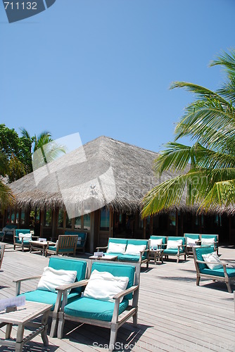 Image of Beautiful beach restaurant view in Maldives