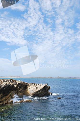 Image of Huge rock at Baleal beach (dramatic cloudscape)