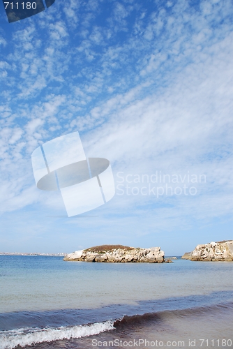 Image of Huge rock at Baleal beach (dramatic cloudscape)