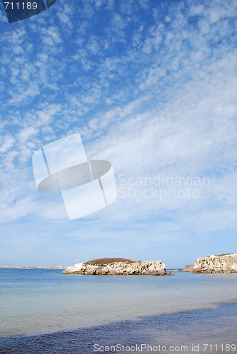 Image of Huge rock at Baleal beach (dramatic cloudscape)