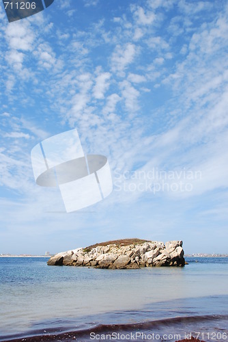 Image of Huge rock at Baleal beach (dramatic cloudscape)