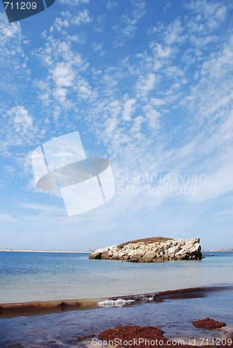Image of Huge rock at Baleal beach (dramatic cloudscape)