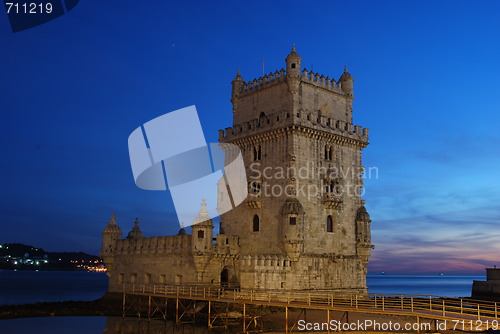 Image of Belem Tower in Lisbon, Portugal (Sunset)