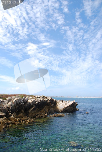 Image of Huge rock at Baleal beach (dramatic cloudscape)