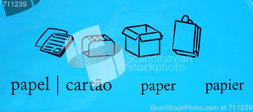 Image of Paper recycle symbols in different languages