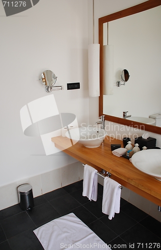 Image of Interior detail of a modern bathroom