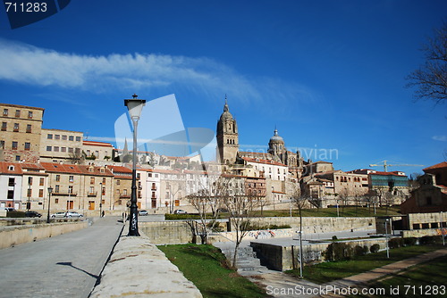 Image of View To Salamanca (Cathedral) from Puente Romano, Spain