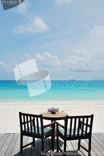 Image of Beautiful beach bar view in Maldives