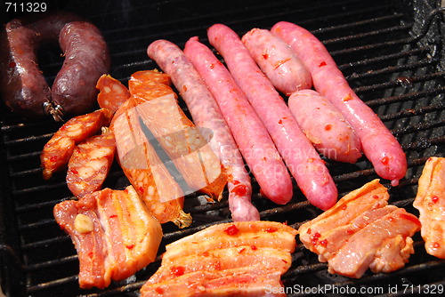 Image of Tasty meal with fresh meat on grill