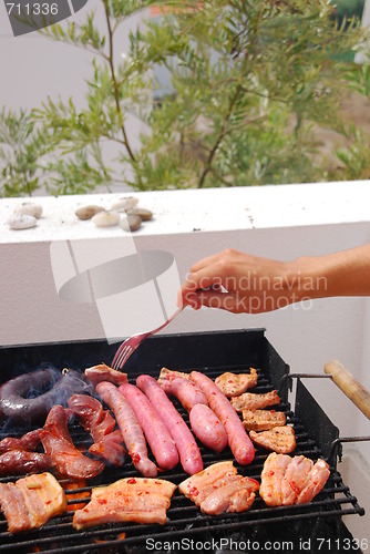 Image of Tasty meal with fresh meat on grill