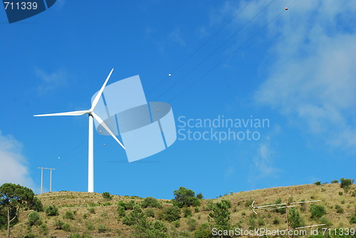 Image of Wind turbine on the top of a mountain